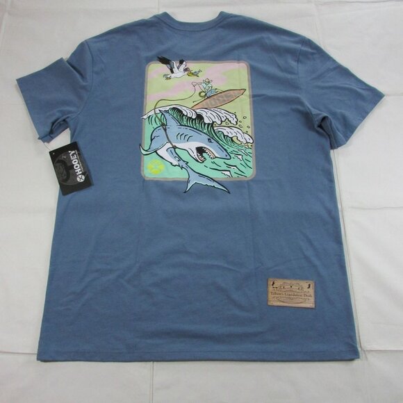 Hooey Men's LG Short Sleeve Cowboy Surf Shark Logo Graphic T-Shirt Dark Denim - Picture 1 of 3
